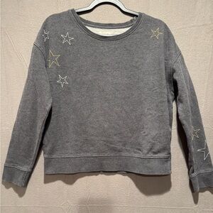 Pact Heather Gray Cropped Sweatshirt with Star Embroidery